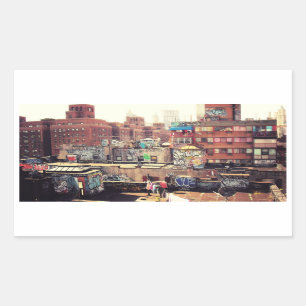 Sticker Rectangulaire Cordes à  linge et graffiti