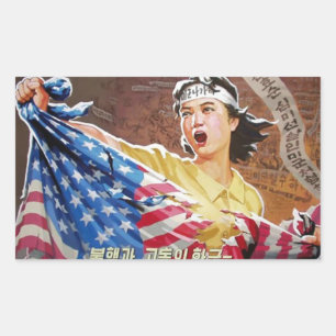 Sticker Rectangulaire Corée du Nord Tear you one new