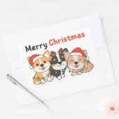 Sticker Rectangulaire Corgi Christmas Animaux mignons Chiens Joyeux Noël (Enveloppe)