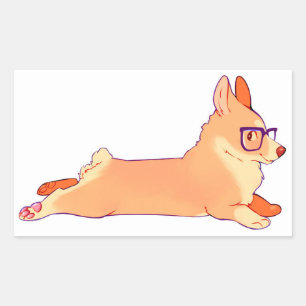 Sticker Rectangulaire Corgi établissant l'autocollant