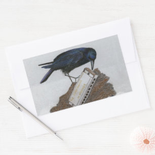 Sticker Rectangulaire Corneille et Harmonica