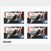 Sticker Rectangulaire Corneille japonaise (Feuille)