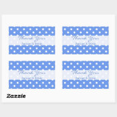 Sticker Rectangulaire Cornflower Blue Rectangle Polka Dotée Merci (Feuille)