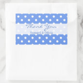 Sticker Rectangulaire Cornflower Blue Rectangle Polka Dotée Merci (Sac)