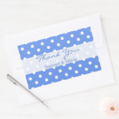 Sticker Rectangulaire Cornflower Blue Rectangle Polka Dotée Merci (Enveloppe)