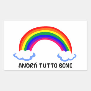Sticker Rectangulaire coronavirus espoir virus arc-en-ciel andra tutto b