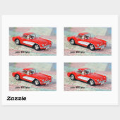 Sticker Rectangulaire Corvette 1957 sur la carte routière (Feuille)