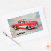 Sticker Rectangulaire Corvette 1957 sur la carte routière (Enveloppe)