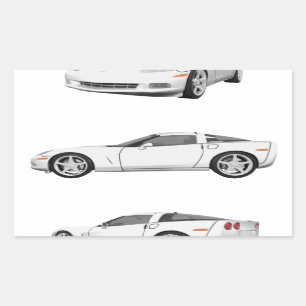 Sticker Rectangulaire Corvette blanche :