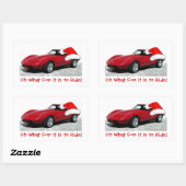 Sticker Rectangulaire Corvette rouge de Noël 1979 (Feuille)