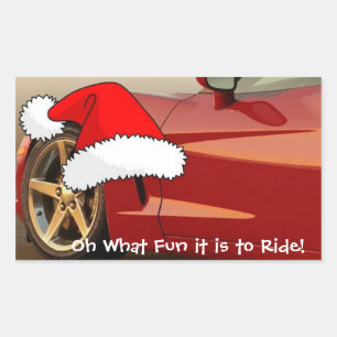 Sticker Rectangulaire Corvette rouge Noël