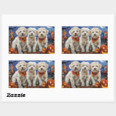Sticker Rectangulaire Coton De Tulear Halloween Éffrayant (Feuille)