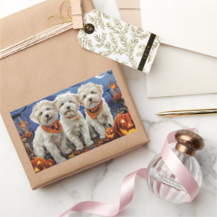 Sticker Rectangulaire Coton De Tulear Halloween Éffrayant