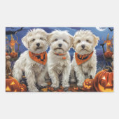 Sticker Rectangulaire Coton De Tulear Halloween Éffrayant (Devant)