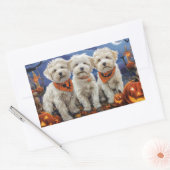 Sticker Rectangulaire Coton De Tulear Halloween Éffrayant (Enveloppe)