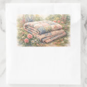 Sticker Rectangulaire Cottagecore Floral Patchwork Quilt Watercolor (Sac)