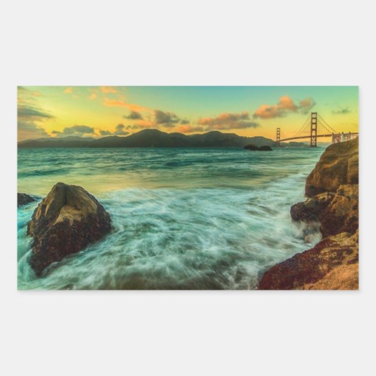Sticker Rectangulaire Coucher de soleil à Baker Beach (Devant)