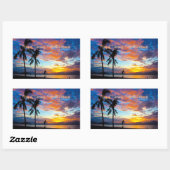 Sticker Rectangulaire Coucher de soleil, Baie de Danang, Viêt-nam du cen (Feuille)