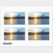 Sticker Rectangulaire Coucher de soleil bleu sur le lac (Feuille)