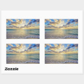 Sticker Rectangulaire Coucher de soleil d'Aruba au-dessus de la mer mobi (Feuille)