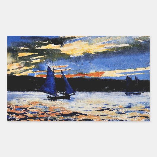 Sticker Rectangulaire Coucher de soleil de Gloucester par Winslow Homer (Devant)