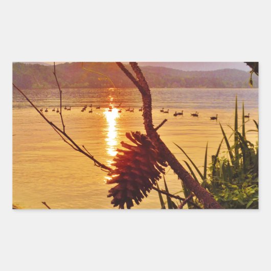 Sticker Rectangulaire Coucher de soleil du lac Pinecone (Devant)