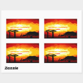 Sticker Rectangulaire Coucher de soleil en Afrique (Feuille)