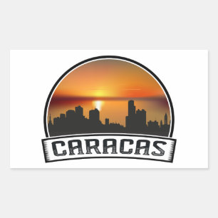 Sticker Rectangulaire Coucher de soleil sur la skyline de Caracas Venezu