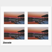 Sticker Rectangulaire Coucher de soleil sur le quai du lac Arrowhead (Feuille)