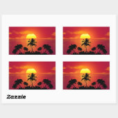Sticker Rectangulaire Coucher de soleil tropical (Feuille)