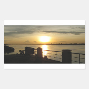 Sticker Rectangulaire Coucher du soleil du Mékong ... Nong Khai, Isaan,