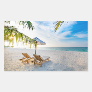 Sticker Rectangulaire Coucher du soleil extraordinaire de plage
