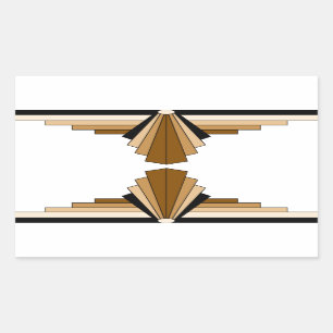 Sticker Rectangulaire Couches Art Déco en Tan