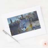 Sticker Rectangulaire Cougar Mountain Lion & Winter Tree Image de la fau (Enveloppe)