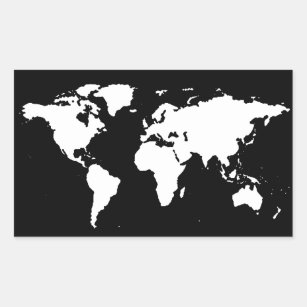 Sticker Rectangulaire couleur personnalisable de ~ de cartes du monde