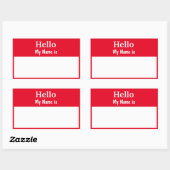 Sticker Rectangulaire Couleur rouge entièrement personnalisable 'Hello M (Feuille)