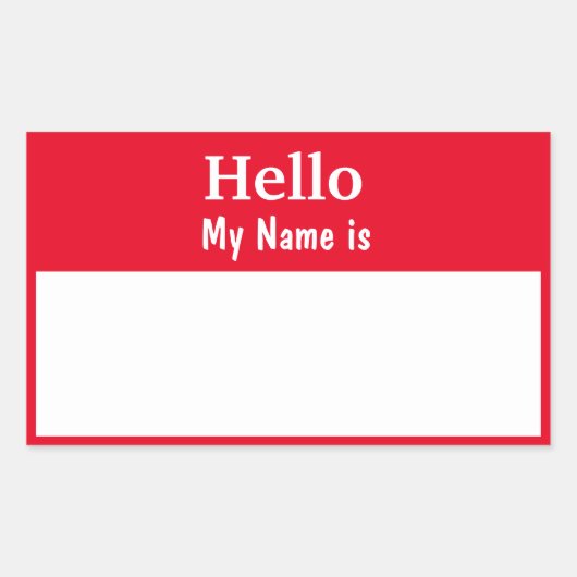 Sticker Rectangulaire Couleur rouge entièrement personnalisable 'Hello M (Devant)