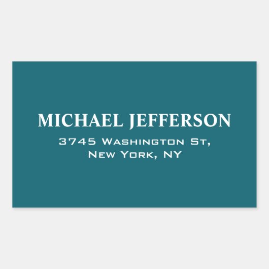 Sticker Rectangulaire Couleur Turquoise foncée chic personnalisée (Devant)