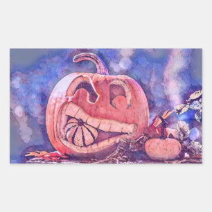 Sticker Rectangulaire Couleurs de chute vintage automne citrouilles aqua
