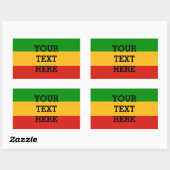 Sticker Rectangulaire COULEURS DE DRAPEAU RASTAFARI + votre texte (Feuille)