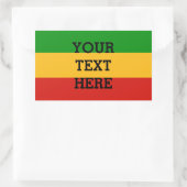 Sticker Rectangulaire COULEURS DE DRAPEAU RASTAFARI + votre texte (Sac)