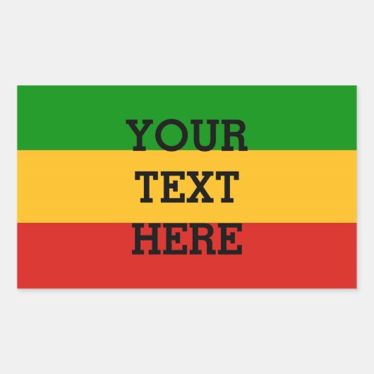 Sticker Rectangulaire COULEURS DE DRAPEAU RASTAFARI + votre texte (Devant)