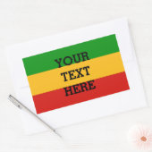 Sticker Rectangulaire COULEURS DE DRAPEAU RASTAFARI + votre texte (Enveloppe)