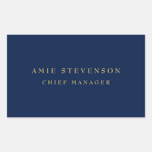 Sticker Rectangulaire Couleurs d'or bleu Professional Classic Plain