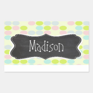 Sticker Rectangulaire Couleurs pastel, Pointe Polka ; tableau Vintage