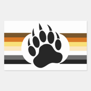 Sticker Rectangulaire Couleurs rayées Bear Pride et Patte d'ours