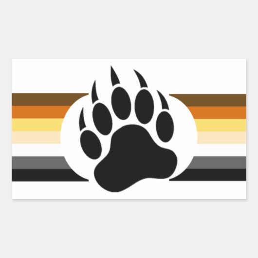Sticker Rectangulaire Couleurs rayées Bear Pride et Patte d'ours (Devant)