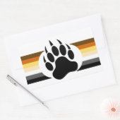 Sticker Rectangulaire Couleurs rayées Bear Pride et Patte d'ours (Enveloppe)