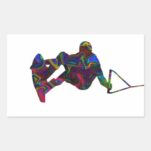 Sticker Rectangulaire Couleurs sauvages Wakeboard (Devant)