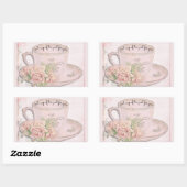 Sticker Rectangulaire Coupe de thé pour la fête des mères rose (Feuille)